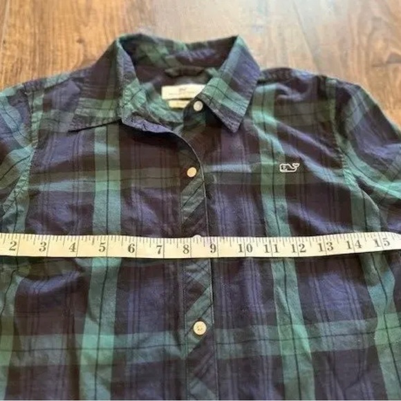 *EUC* Vineyard Vines Women's Blue Green Plaid Long Sleeve Shirt Size 00 - Picture 6 of 8